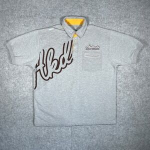 Akademiks Polo Shirt Mens XL Gray School of Aeronautics Y2K Hip Hop Streetwear